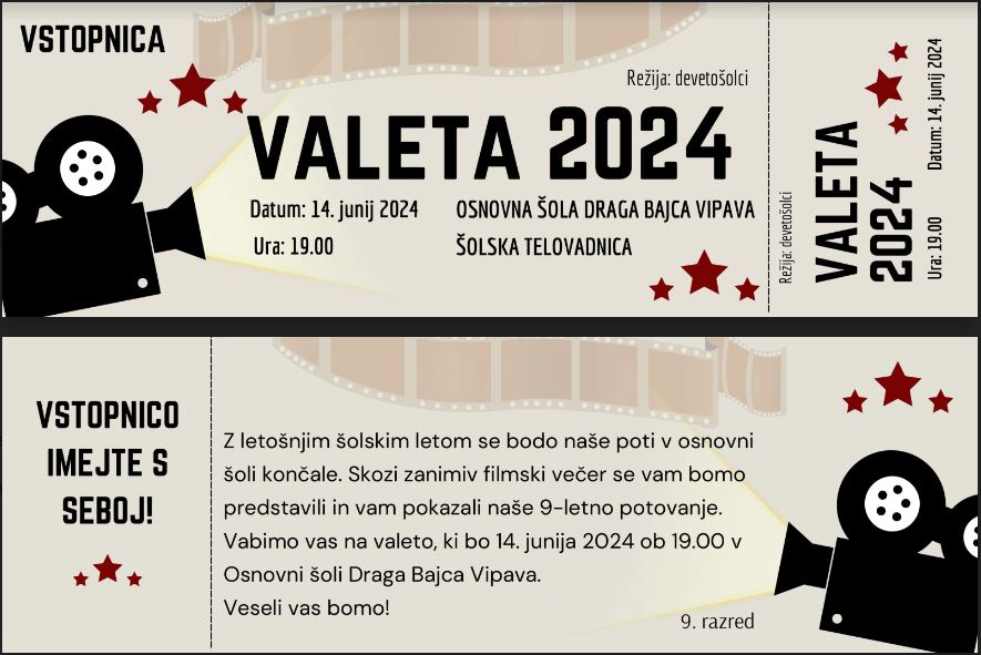 Vabilo na valeto
